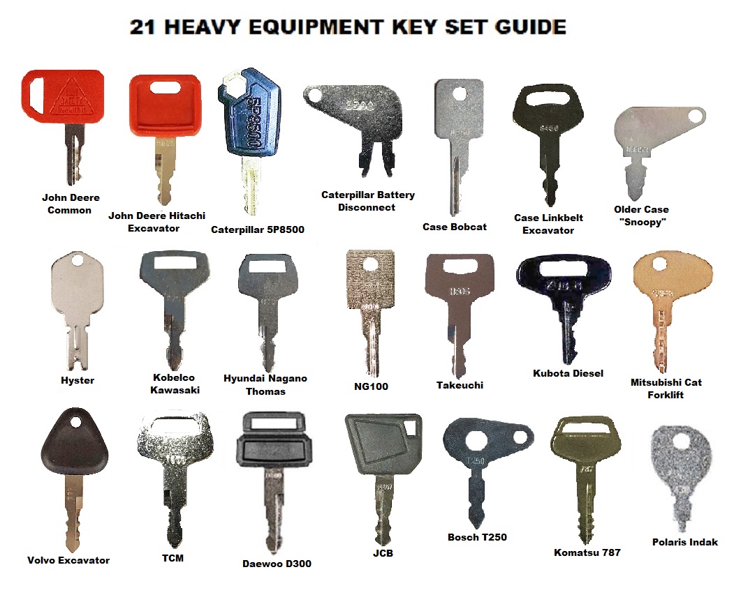 14pc Heavy Equipment Key Set Construction Ignition Keys CAT Case Komatsu hitachi 