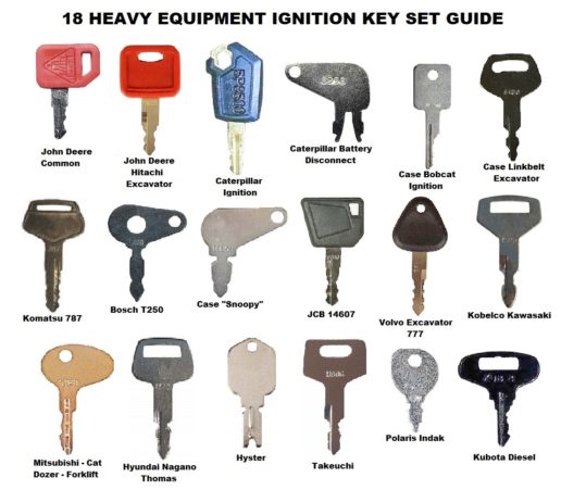 18 Keys Heavy Equipment / Construction Ignition Key Set